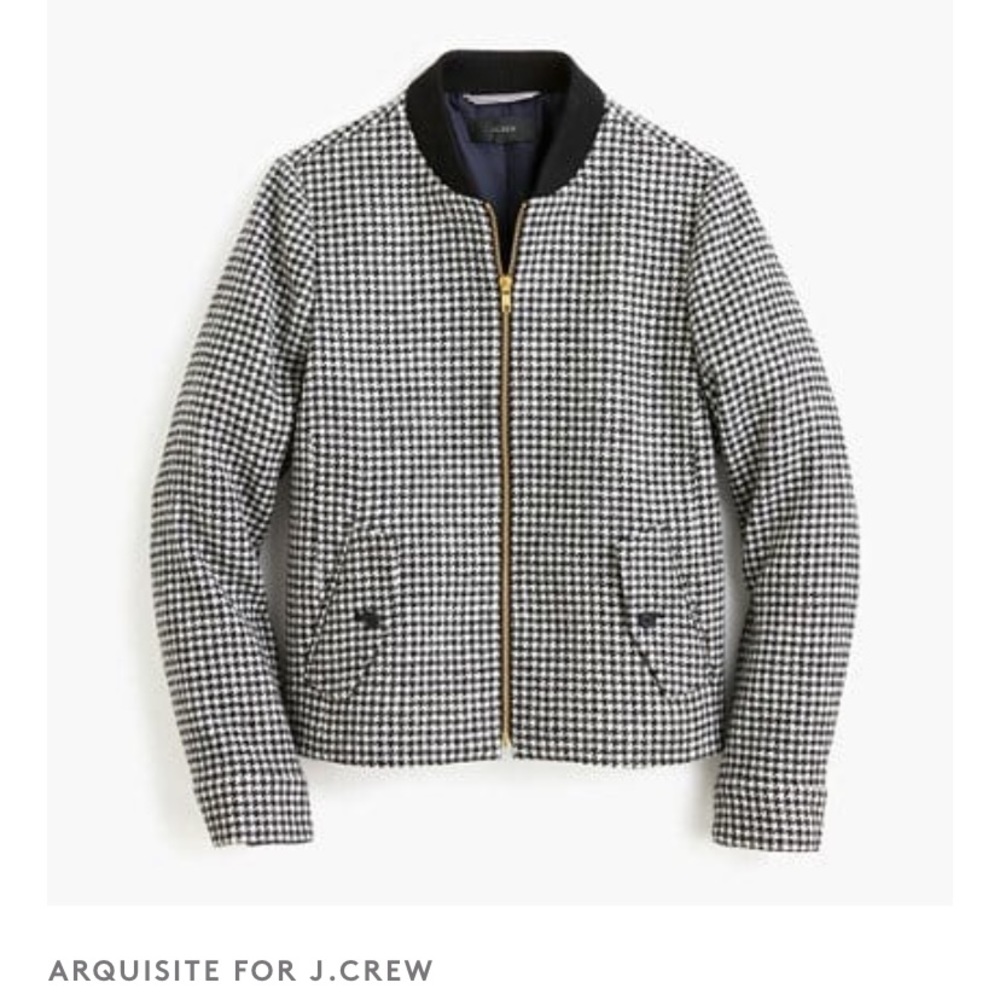 Black & White Houndstooth Bomber Jacket